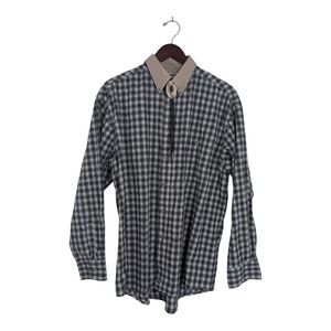 Wrangler PBR shirt Men's L Button-down Western Plaid Green/White  Rodeo Logo